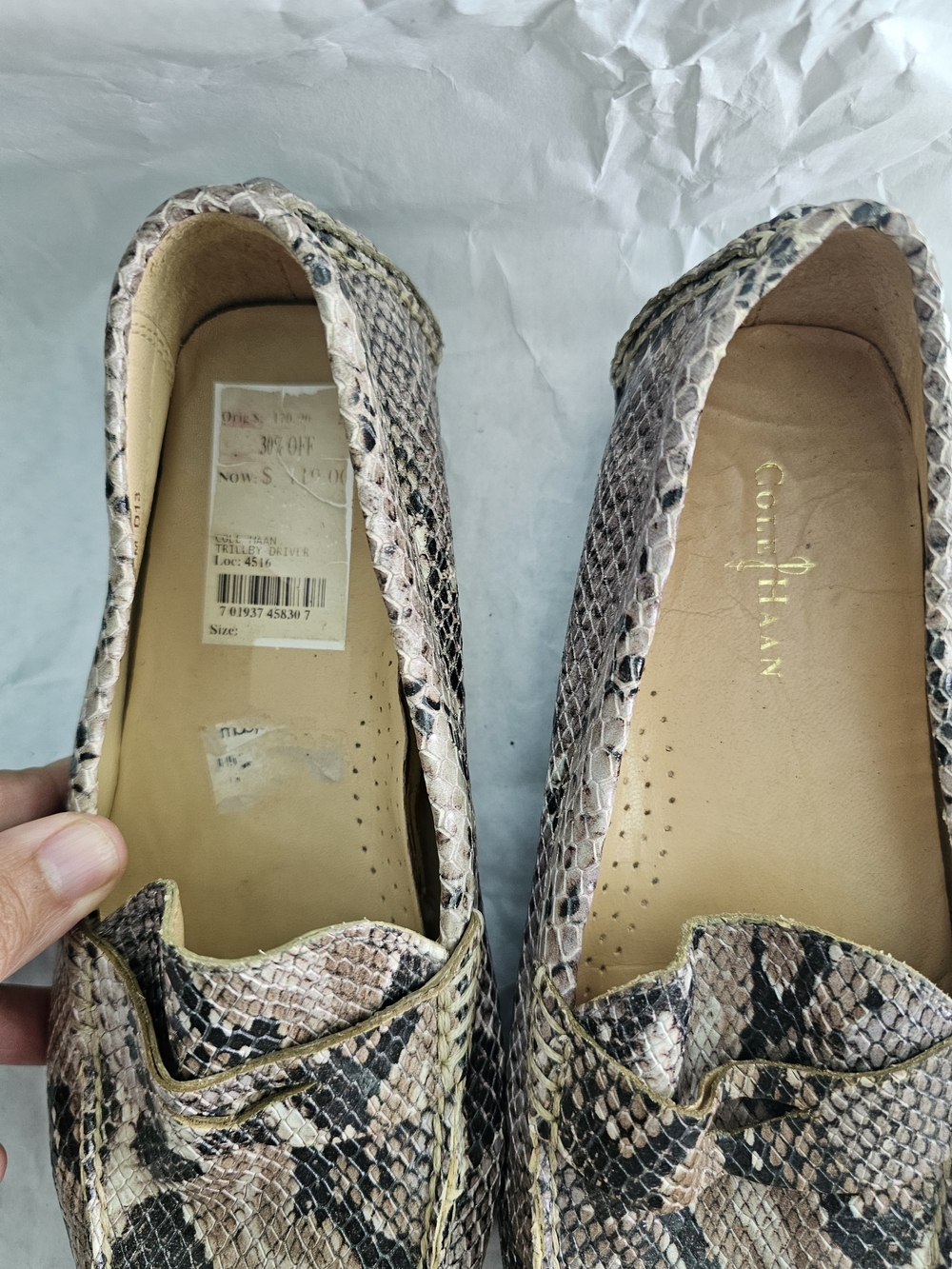 Cole Haan Snakeskin Print Leather Loafer Flats Slip On Round Toe Women 7.5 - Picture 4 of 9